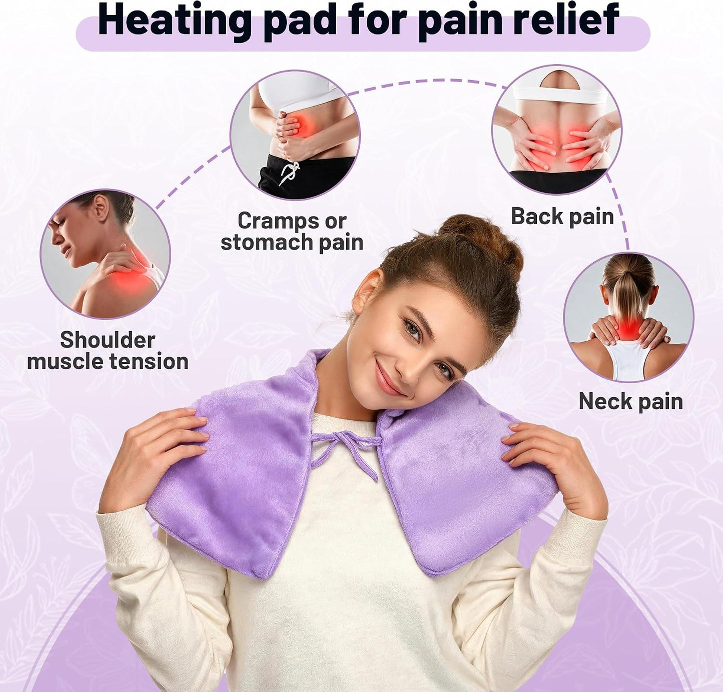 Microwavable Neck Heating Pad for Shoulders, Back and Chest | Warm & Cooling Plush Shoulder Weighted Heating Pad, Adjustable Comfort Fit For Women And Men For Home & Office