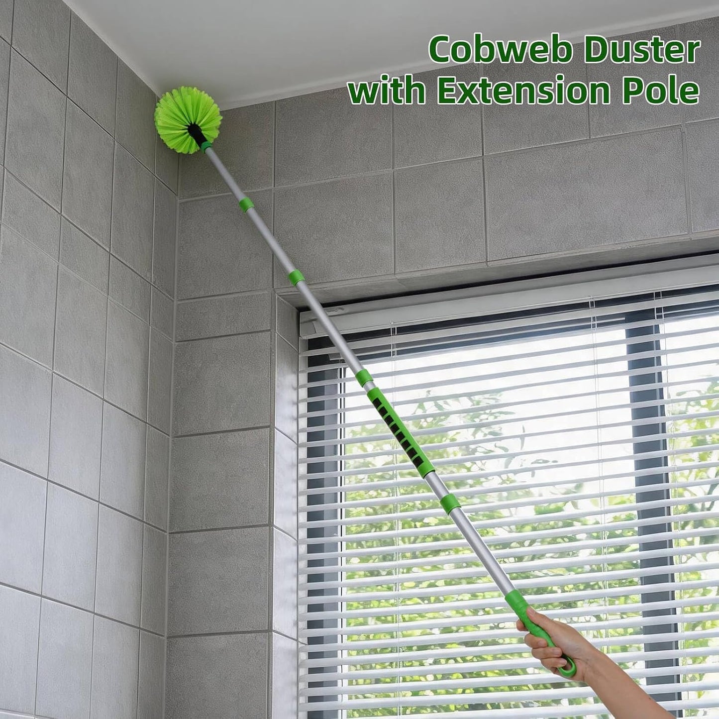 Ceiling Fan Cleaner Cobweb Duster with 6Ft/72'' Extension Pole High Ceiling Fan Blade Cleaning Tool Microfiber Duster Reusable Pads for Cleaning Ceiling Fan, Spider Web, Baseboard, Blind