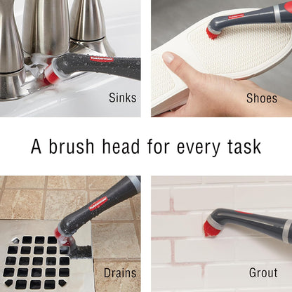 Rubbermaid Reveal Power Scrubber with Multi-Purpose & Grout Head, Cordless Electric Battery Powered Scrub Brush, Water Resistant, for Home/Kitchen/Bathroom/Grout/Tile/Shower/Tub