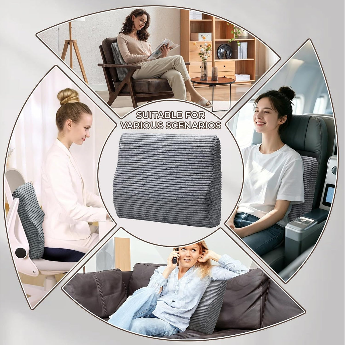Lumbar Support Pillow for Recliner Chair/Accent Chair/Couch, Washable Cover