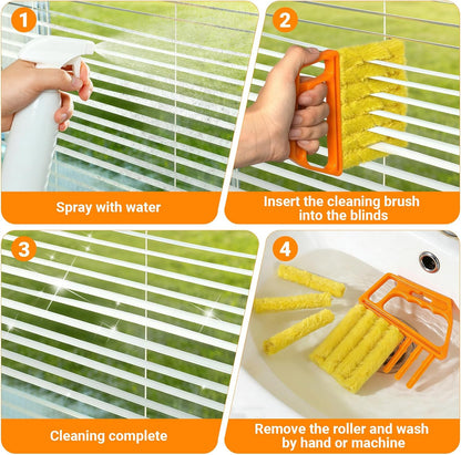 3pcs Window Blind Cleaner Duster Tool,2026 New Cleaning Tools,7 Fingers Washable Microfiber Dusters for Cleaning,Crevice Cleaning Brush, Duster for Venetian Blinds & Air Conditioner Vents（Orange