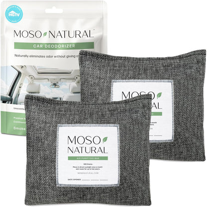 Moso Natural Car Odor Eliminator & Charcoal Odor Absorber, Bamboo Charcoal Air Purifying Bag for Cars, Trucks, SUVs, RVs & Boats — Unscented Deodorizer, Lasts 2 Years, HGTV Editors' Pick