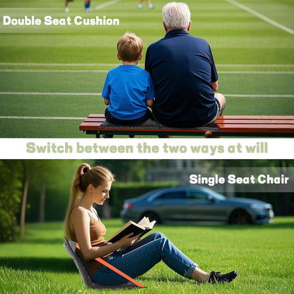 Stadium Seats with Back Support Inflatable Portable Folding Seat | Waterproof Cushion with Backrest for Sports Events Stadium and Camping, Black Heated Version