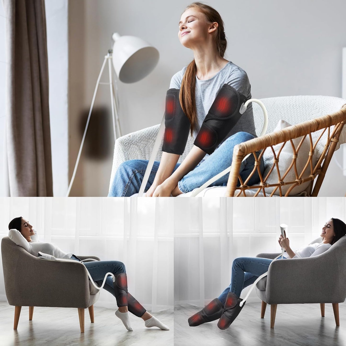 QUINEAR Leg Massager with Heat and Compression, Air Pressure Calf Massager with 3 Modes 3 Intensities, Sequential Compression Device for Circulation and Pain Relief,Ideal Gift