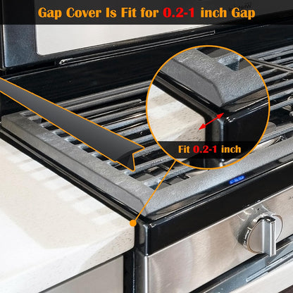 Silicone Stove Counter Gap Cover - 25 Inch Gap Filler 2 Pack Black | Long gap filler seals spills between kitchen appliances Stovetop oven countertop; stove gap cover, gas stove side gap covers