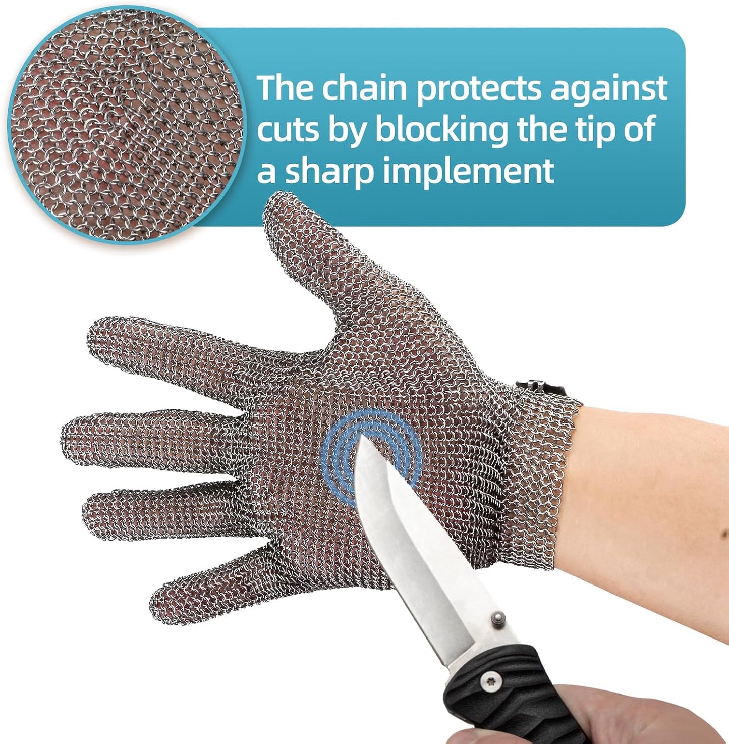 Cut Resistant Glove, Food Grade Stainless Steel Chainmail Butcher Glove for Cutting Meat Oyster Shucking Slicing Fish