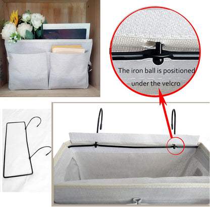Bedside Caddy Bedside Hanging Storage Basket Multi-Function Organizer Caddy for Bunk and Hospital Beds Dorm Rooms Bed Rails, Can be Placed Glasses Books Mobile Phones（Navy Blue）