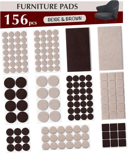 Felt Furniture Pads - 156pcs Black - Chair Leg Floor Protectors - Felt Pads | Furniture Sliders for Hardwood Floors, Chair Foot Pads, Furniture Legs, Felt Pads for Chairs, Floor Protectors for Furniture