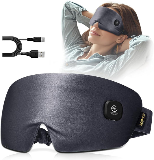 Heated Eye Mask for Dry Eyes - Silk Cordless Warm Eye Compress Moist Heat | FSA Eligible, Eye Heating Pad for Stye Treatment, Tired Eyes, Sleep, Travel, Washable, Rechargeable, Blue