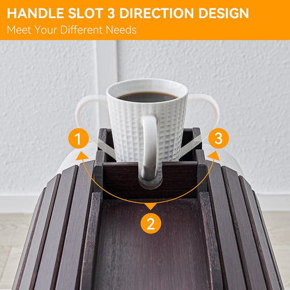 GEHE Bamboo Couch Cup Holder, Anti-Spill Sofa Arm Tray, Natural and Easy to Clean Couch Arm Cup Holder Armrest Tray Perfect for Cups, Beers, Snacks, Remote Control, Drinks
