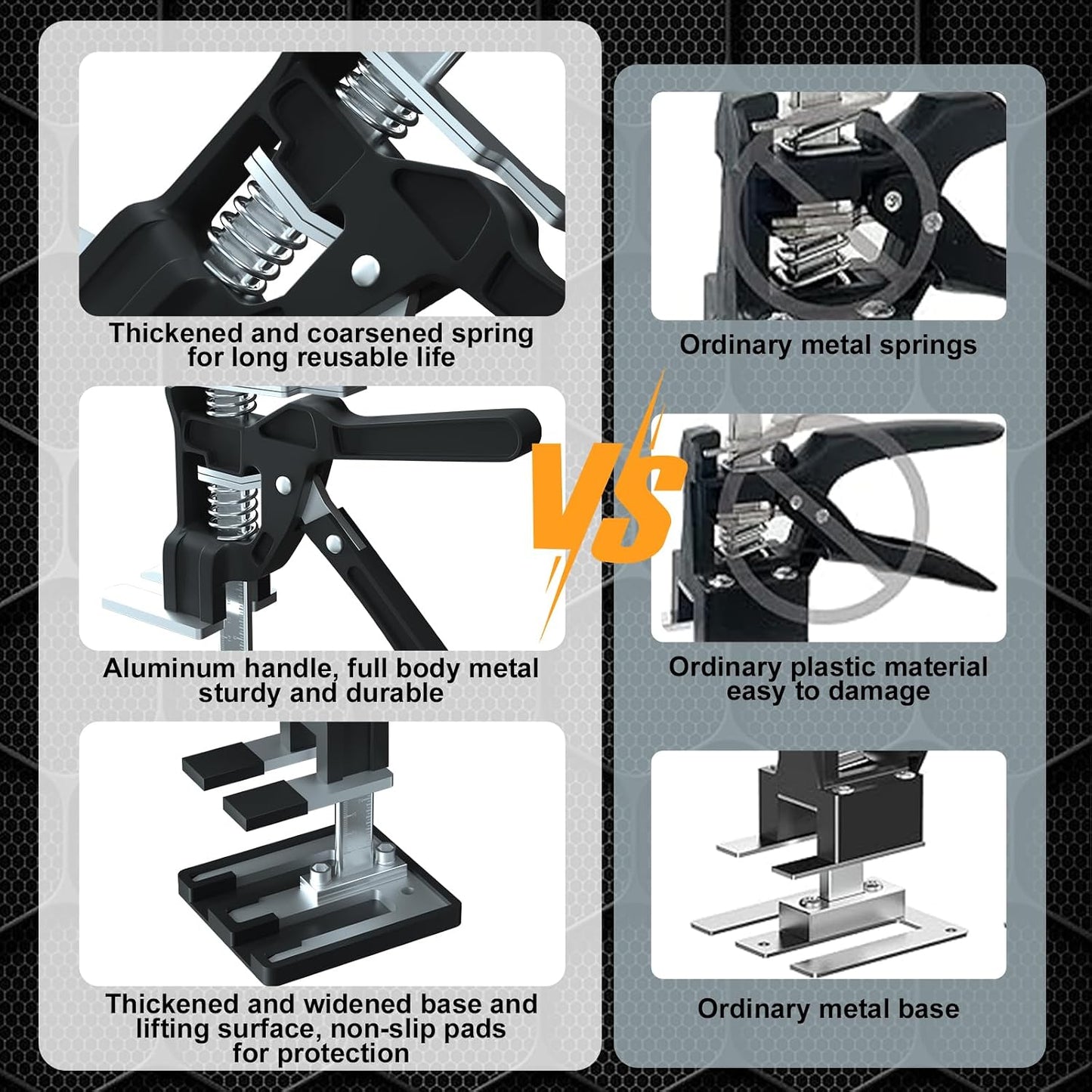 [Upgrade] Labor Saving Arm Jack 2 Pack,15.5 Inch Stainless Steel Furniture Lifts with Handbag,Hand Furniture Jack Lifter Tool for Installing Cabinets,Flooring&Windows,Load 440LBS