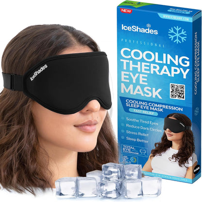 IceShades Cooling Gel Eye Mask for Migraine Relief, Tension & Hangover Migraine Mask, Cold Compress for Headache Dark Circles Tired Puffy Eyes, Reusable Ice Pack for Sleeping, Blue