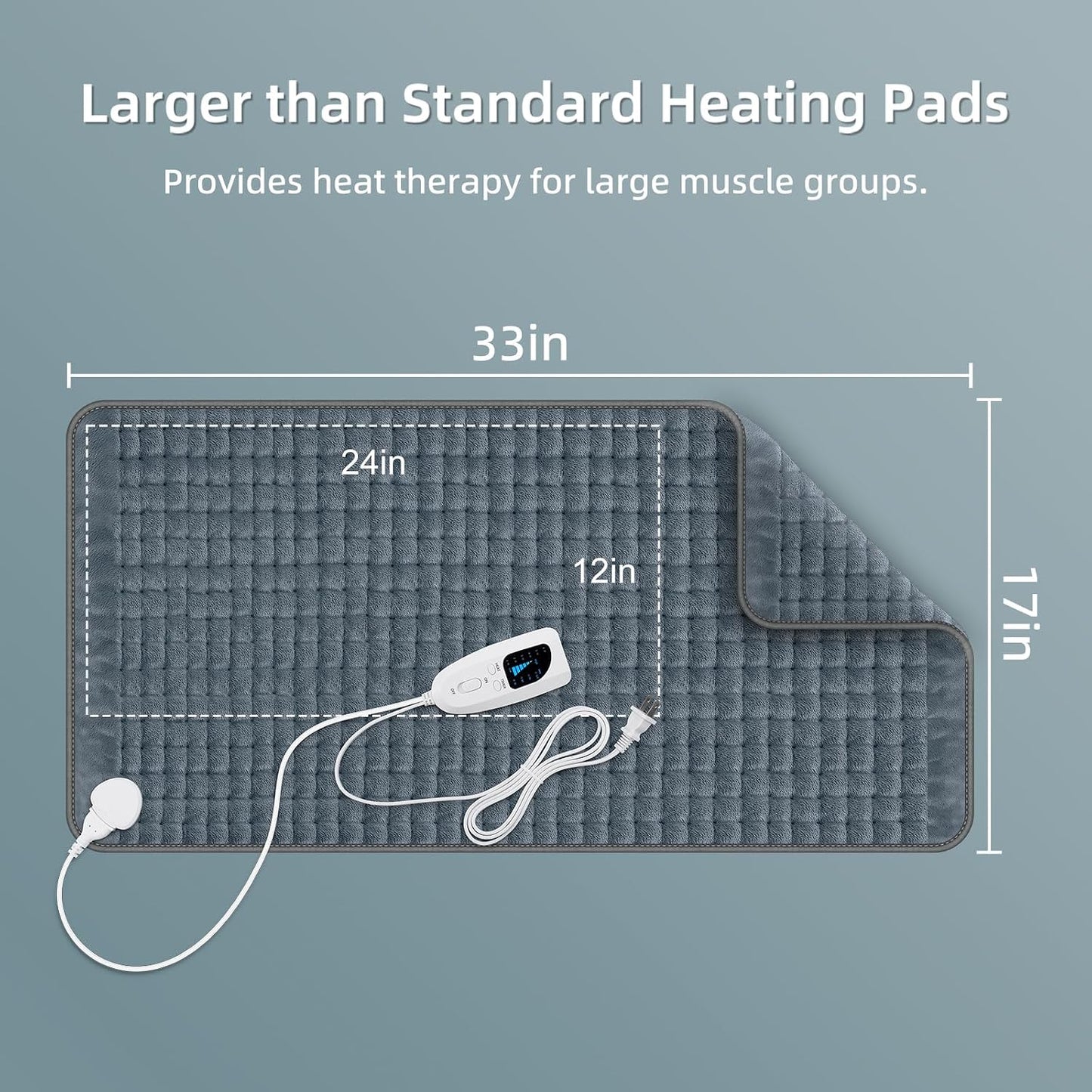 17"x33" Heating Pad XXXL for Back Pain, Extra Large Heated Pad for Neck/Shoulders/Legs/Knees/Feet/Cramps, Birthday Fathers Mothers Day Gifts for Mom Dad Women Men Grandma Her, 6 Heat Settings Auto-Off