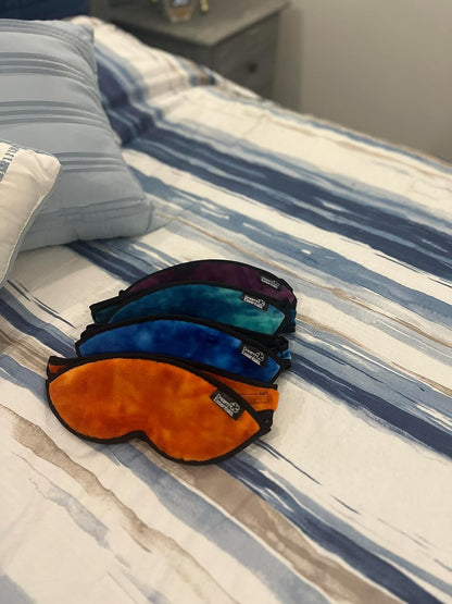 Dream Essentials Utopia Luxury Plush Sleep Mask, Handmade in the USA, Breathable Cotton, Adjustable Wide Headband, Men and Women, Nose Bridge for Light Block, Travel, Yoga, Meditation (Tie Dye Purple)