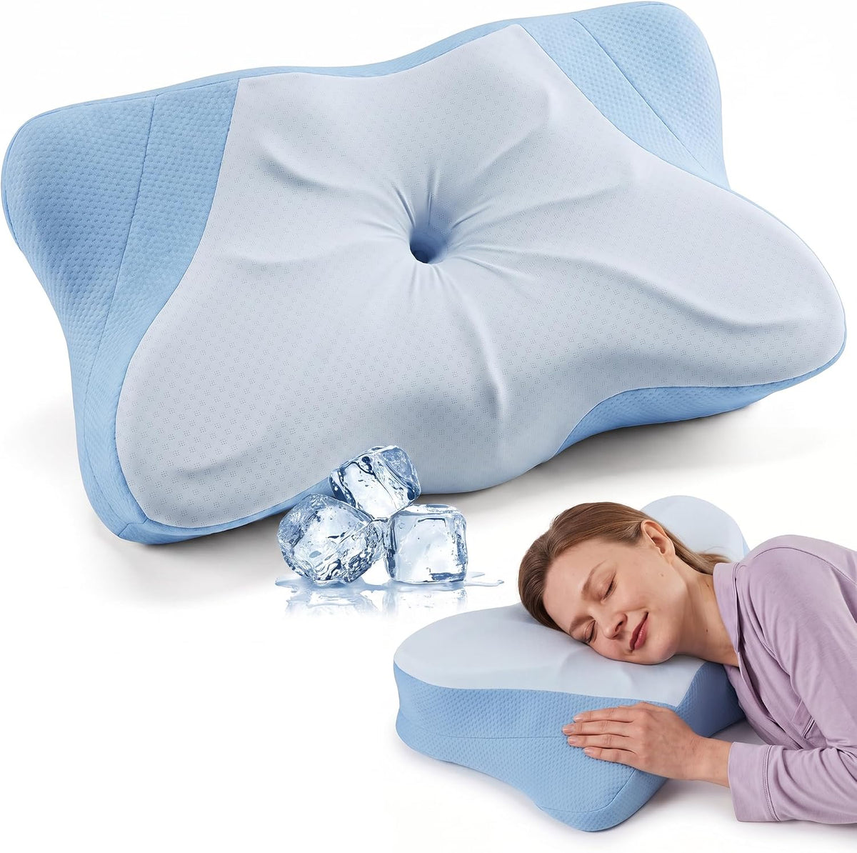 Sweetcrispy Cervical Pillow for Neck Pain Relief, Cooling Memory Foam