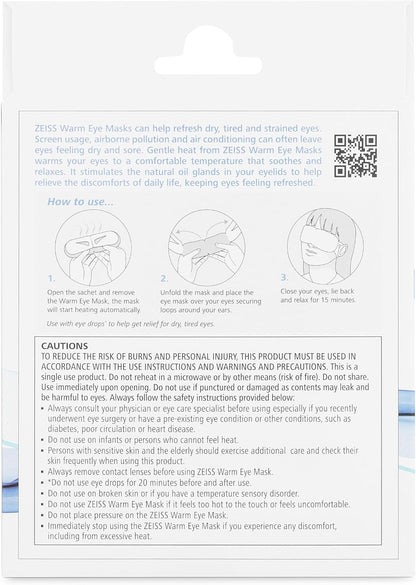 ZEISS Warm Eye Masks, 6 Count for Dry Eye Relief