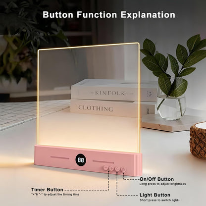 XL LED Flat Book Light for Reading at Night in Bed, Matte Pink | Eye-Caring Page Illuminator 3 Color Temperatures Stepless Dimmable USB Rechargeable, Portable Flat Panel Lamp with Soft