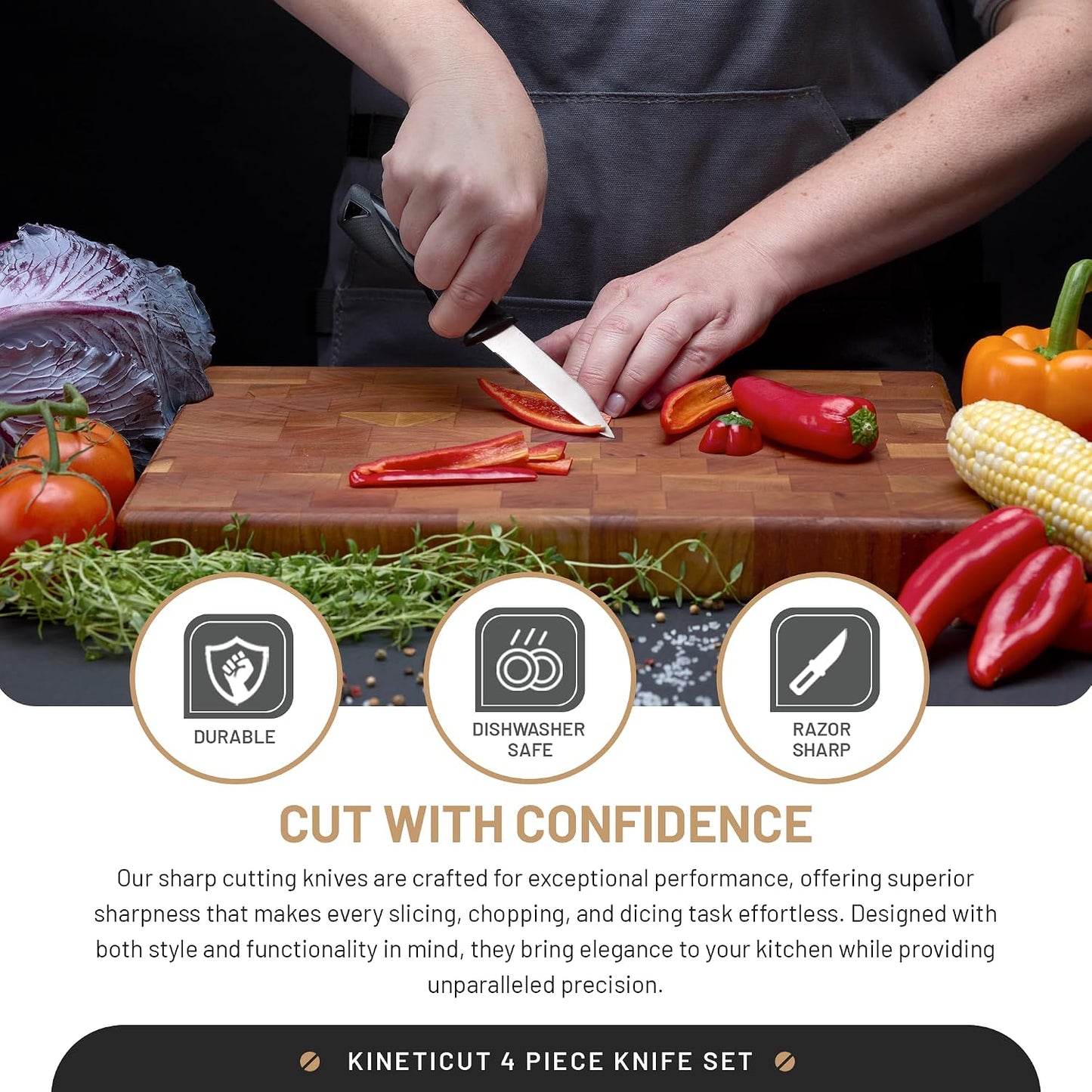 4-Piece Paring Knife Set with Kitchen Peeler – High-Carbon Stainless Steel Set of Knives with Y-Potato Peeler Set - Razor Sharp, Dishwasher-Safe, Utility for Vegetable and Fruit - Black