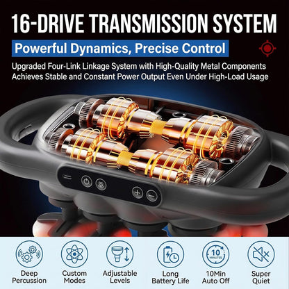 16-Head Massage Gun Deep Tissue, 9 Speeds & 9 Models Electric Percussion Muscle Massager, Quiet Portable Back Massager for Pain Relief, Relaxation for Back, Neck, Shoulders, Legs, Feet (42head)