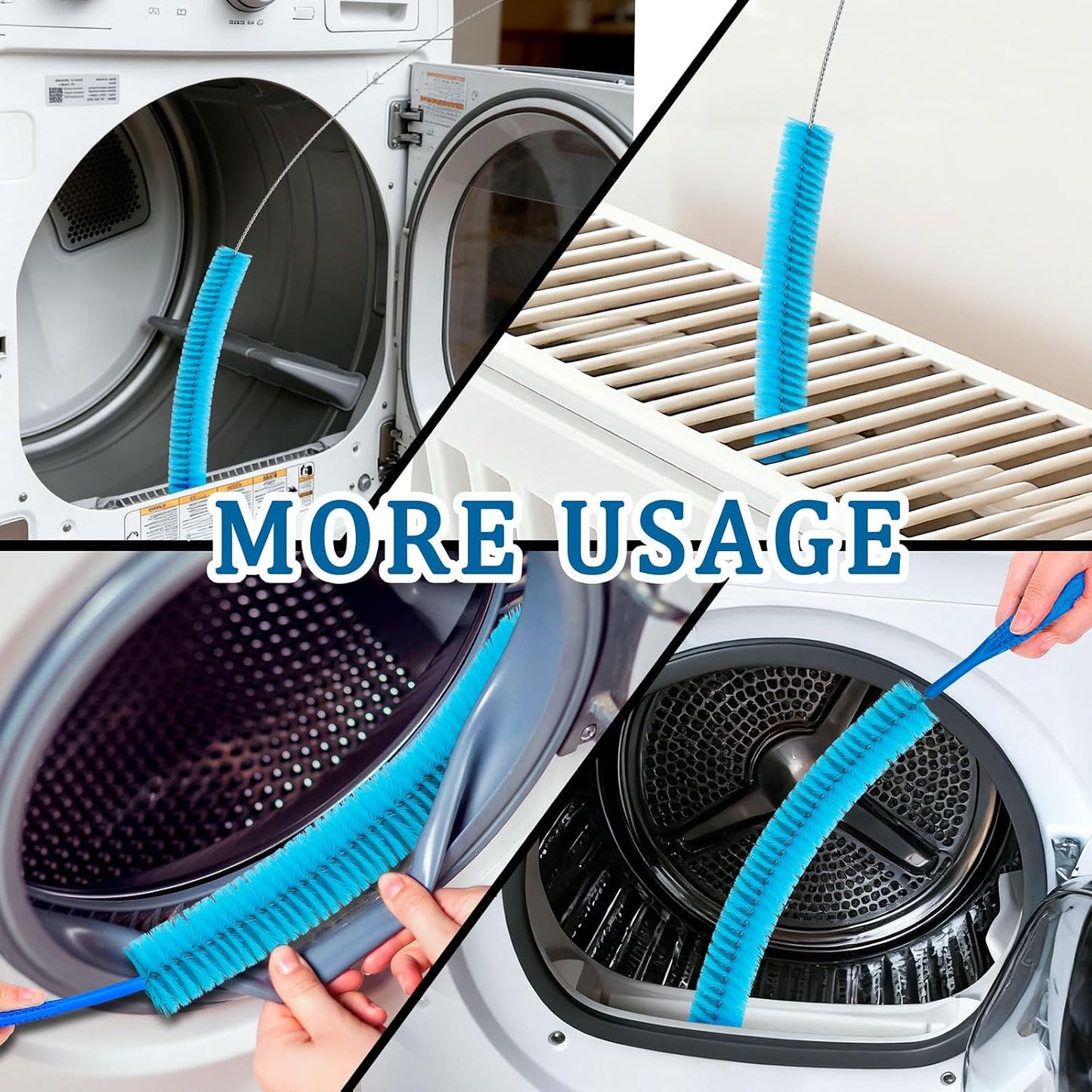 Dryer Vent Cleaner Kit with Universal Vacuum Hose Attachement Compatible with Most Vacuum Cleaners, Dryer Lint Cleaner Remover with 3 size Lint Brush for Deep Cleaning, HVAC, Home Cleaning Tools