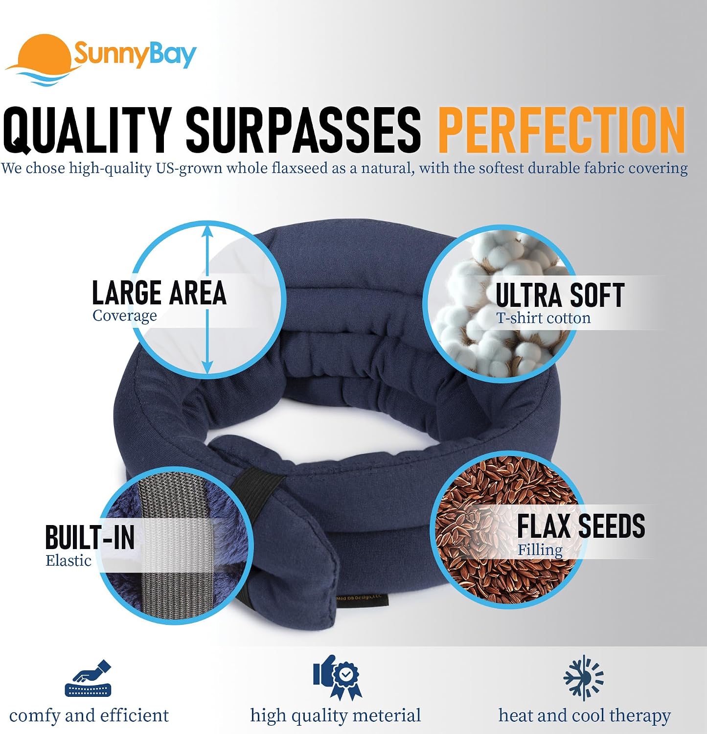 SunnyBay Microwave Heating Pad, Microwavable Heated Neck and Shoulder Wrap, Hands-Free Weighted Moist Hot or Cool Pack, Soft Fleece Cover and Flaxseed Filling, 26 Inch Length, SkyBlue