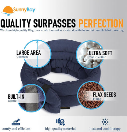SunnyBay Microwave Heating Pad, Microwavable Heated Neck and Shoulder Wrap, Hands-Free Weighted Moist Hot or Cool Pack, Soft Fleece Cover and Flaxseed Filling, 26 Inch Length, SkyBlue