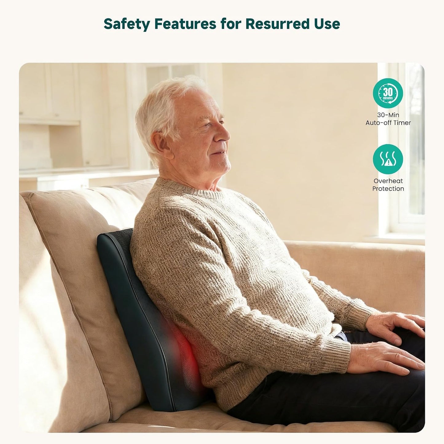 Snailax Back Massager with Heat,Shiatsu Massage Seat Cushion,8 Flexible Nodes Massage for Full Back Massage Chair Pad,Chair Massager for Office,Home Use