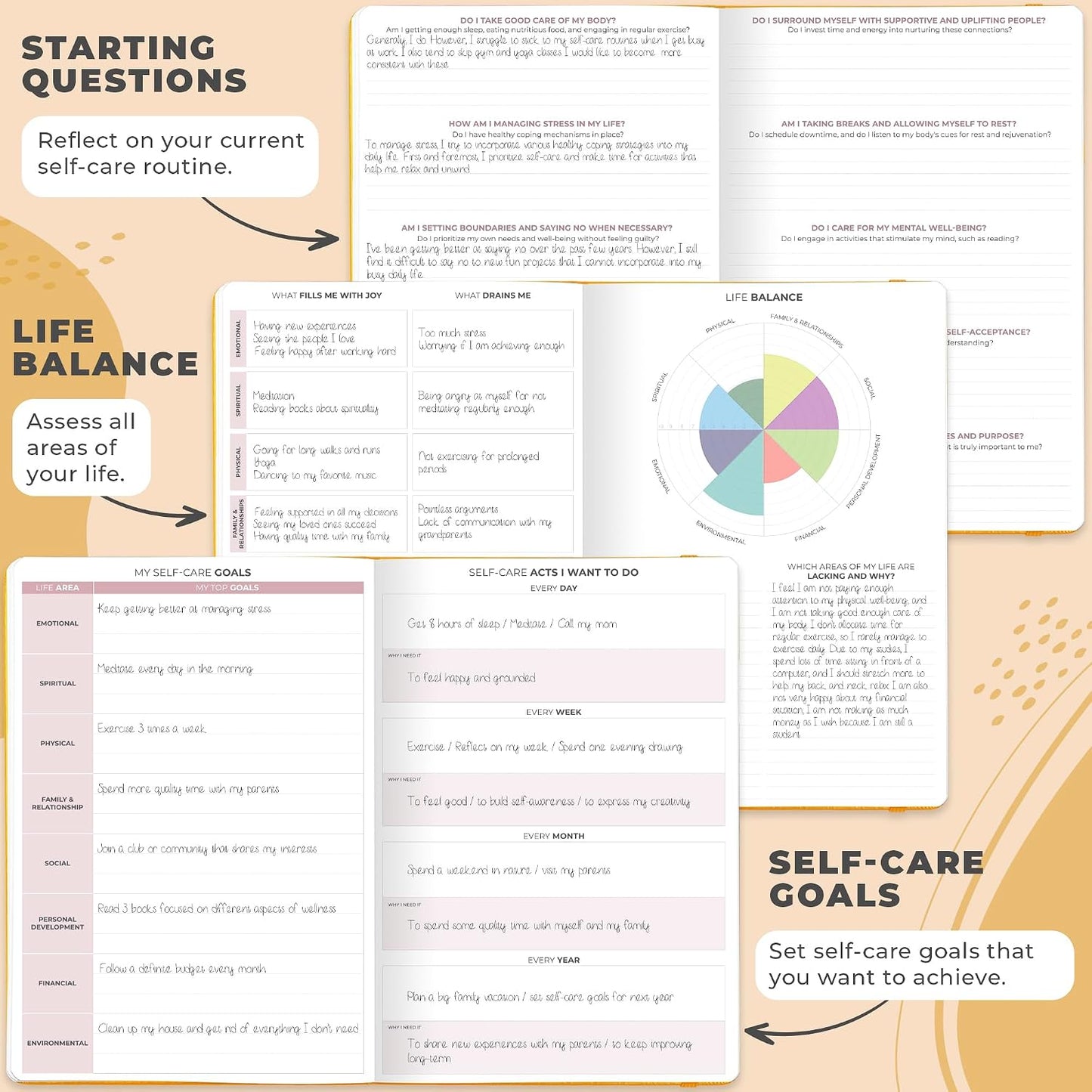 Clever Fox Self-Care Journal PRO for Women, Mental Health, Seashell | Guided daily life reflection, wellness, gratitude, and mood prompts, habit tracker, 7x10 in, eco leather hardcover