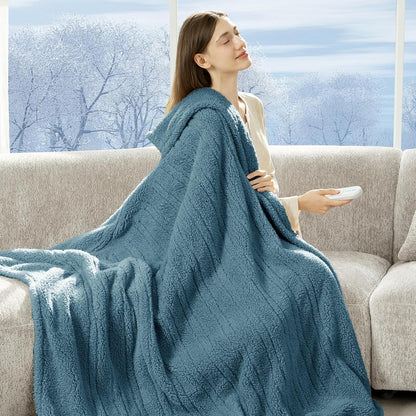 Heated Throw Blanket 50"X60", Soft Sherpa, 4 hrs Auto Shut Off
