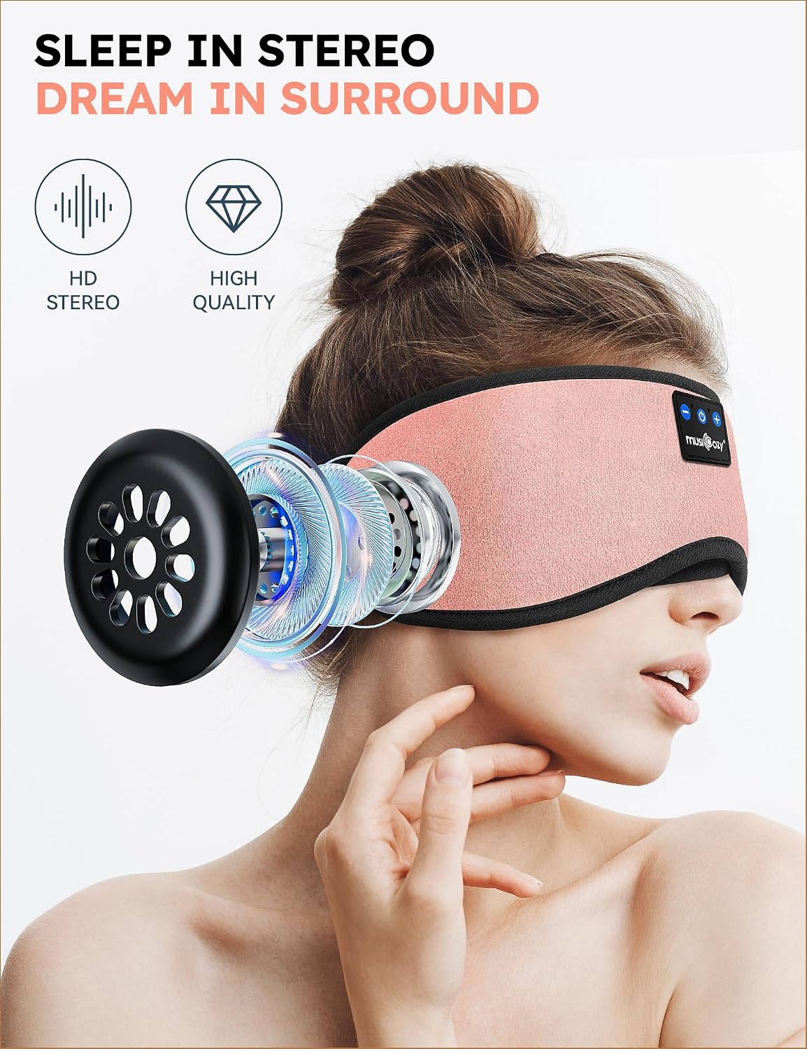MUSICOZY Sleep Headphones Bluetooth 5.4 Sleep Mask with HD Sound
