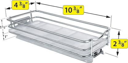 LYNK PROFESSIONAL® Pull Out Spice Organization for Cabinets - 4-3/8 inch Wide – Spice Rack for Inside Cabinets, Slide Out Spice Rack Organizer for cabinet – Pull Out Spice Rack, Sliding 2 Tier Chrome