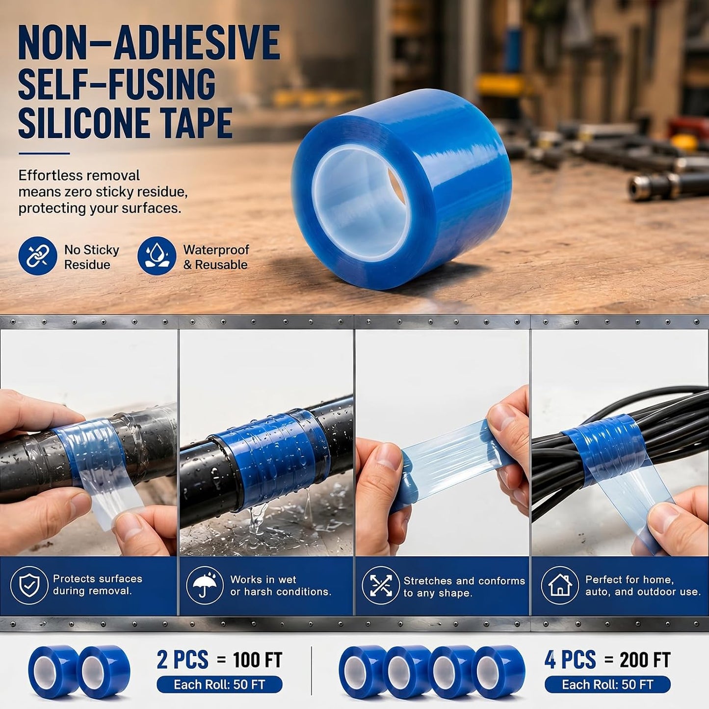 5PK Self-Fusing Amazing Tape 250FT Waterproof Leakproof NoResidue Pipe Hose | Non-Adhesive Reusable Vinyl Wrap Tape, Heavy Duty for Plumbing Repairs, Crafts, Sewing, Workshop and Daily home & DIY Use