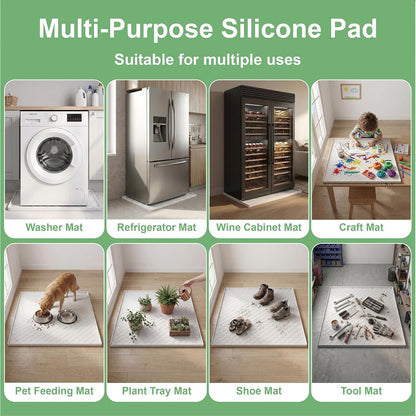 33 x 31 Inch Washing Machine Drain Pan, Silicone Washer Pan, Grey | 2cm Raised Waterproof Edge, Washer and Dryer Mat for Floor Protection, Fits Standard & Large Washers Up to 5.0 Cu.Ft.