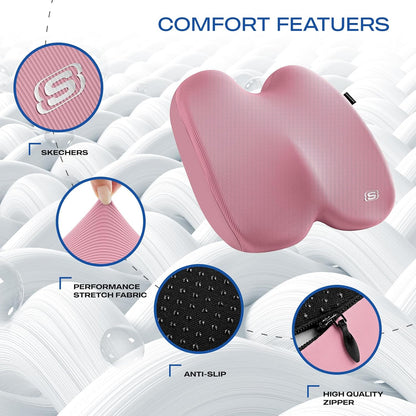 Skechers Seat Cushion, Ergonomic Memory Foam Cushion for Long Sitting Hours on Office & Home Chair, Car Seat Cushion for Sciatica, Coccyx Cushion,Brown