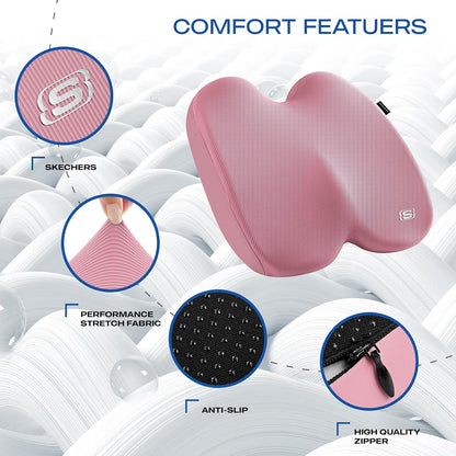 Skechers Seat Cushion, Ergonomic Memory Foam Cushion for Long Sitting Hours on Office & Home Chair, Car Seat Cushion for Sciatica, Coccyx Cushion,Brown