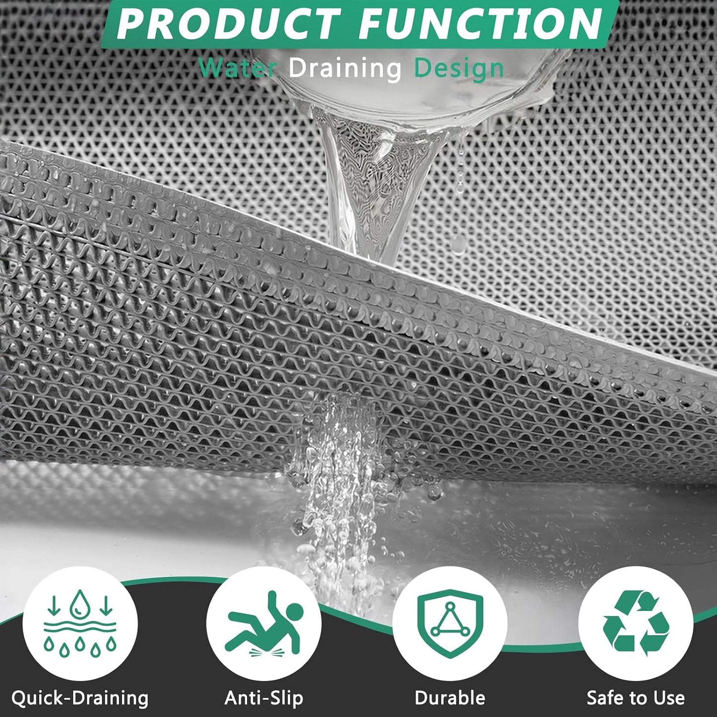 WochiTV Non Slip Drainage Mats PVC Pool Floor Mat 0.23'' Thick Outdoor Indoor Parking Space Mat for Bathroom Garage Basement Backyard Commercial Kitchen 3x16.6Ft
