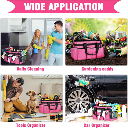 Wearable Cleaning Caddy Bag, Cleaning Caddy Supplies Organizer with Handles for Cleaners & Housekeeper, Under Sink & Car Cleaning Tool Organizers Bag with Adjustable Shoulder Strap&Waist Belt