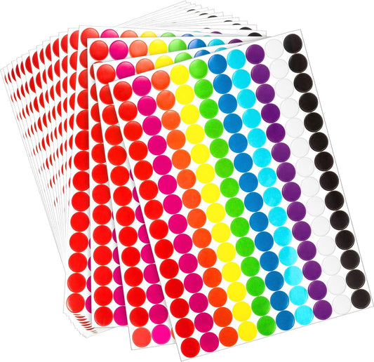 Boao 3/4" Round Dot Stickers, Circle Coding Labels Multicolor