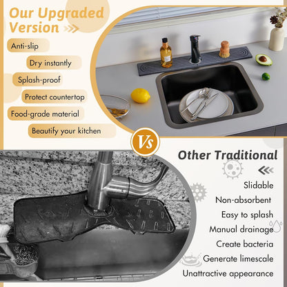 Faucet Mat for Kitchen Sink, 18" Wide Diatomite Fast Drying Stone Tray, Super Absorbent, Prevents Moisture Buildup, Faucet Water Splash Guard for Bathroom Counter, Sink Protector Gift for Mom, White