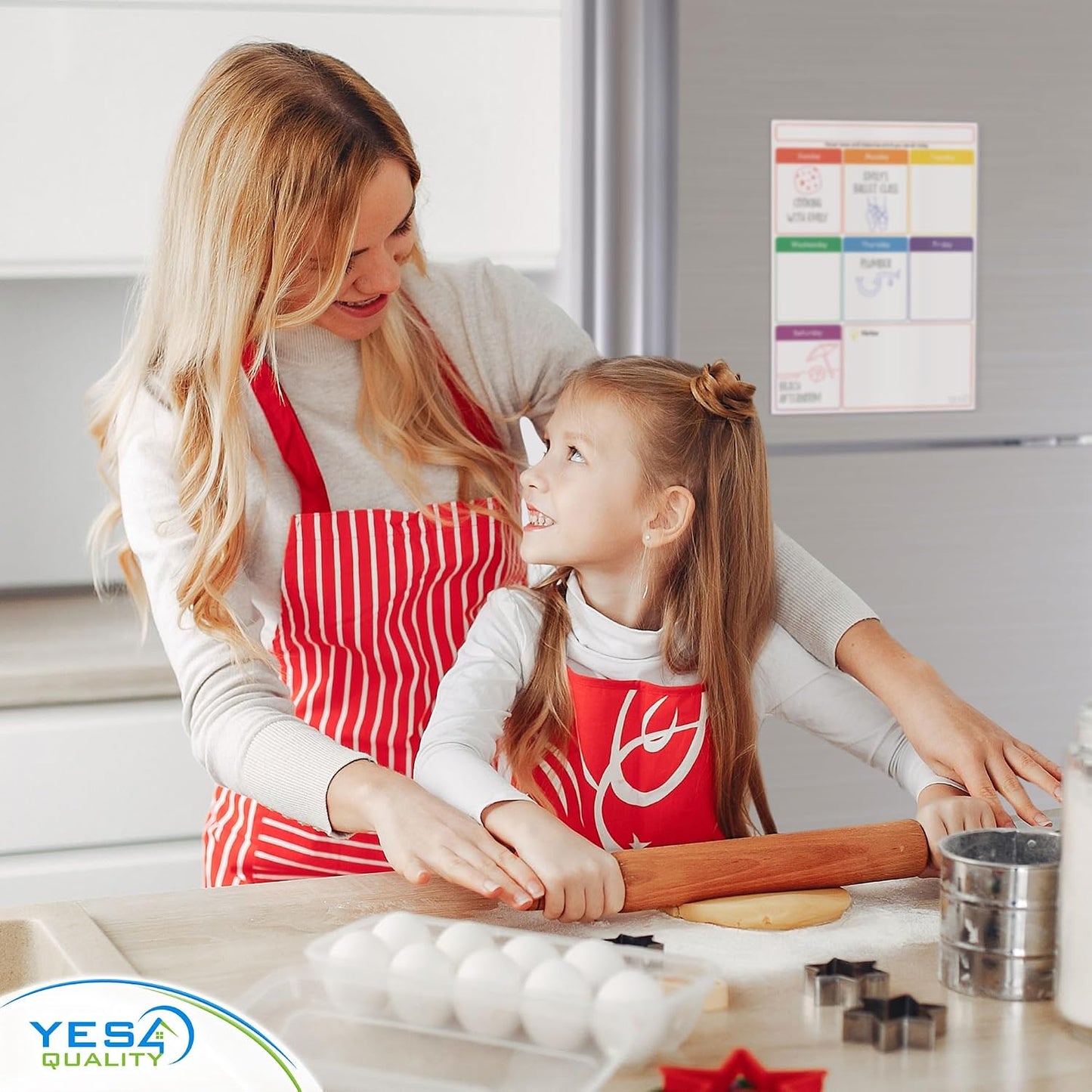 Magnetic Dry Erase Calendar 16x12 for Fridge with 3 Markers & Eraser | Strong magnetic dry erase calendar keeps schedules, meals and family plans organised on your fridge.