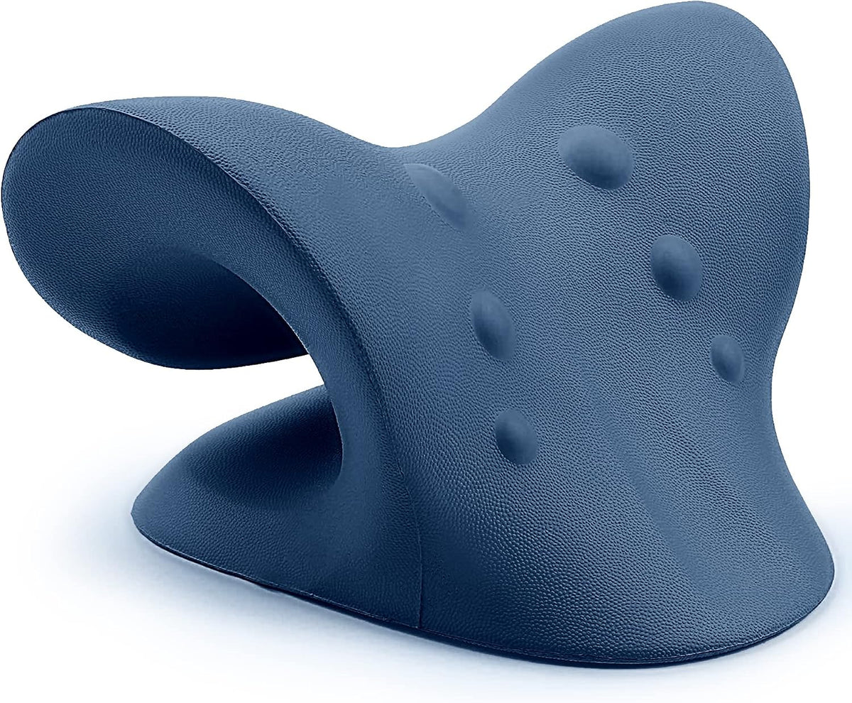 RESTCLOUD Neck and Shoulder Relaxer, Cervical Traction Device for TMJ Pain Relief and Cervical Spine Alignment, Chiropractic Pillow, Neck Stretcher (Dark Blue)