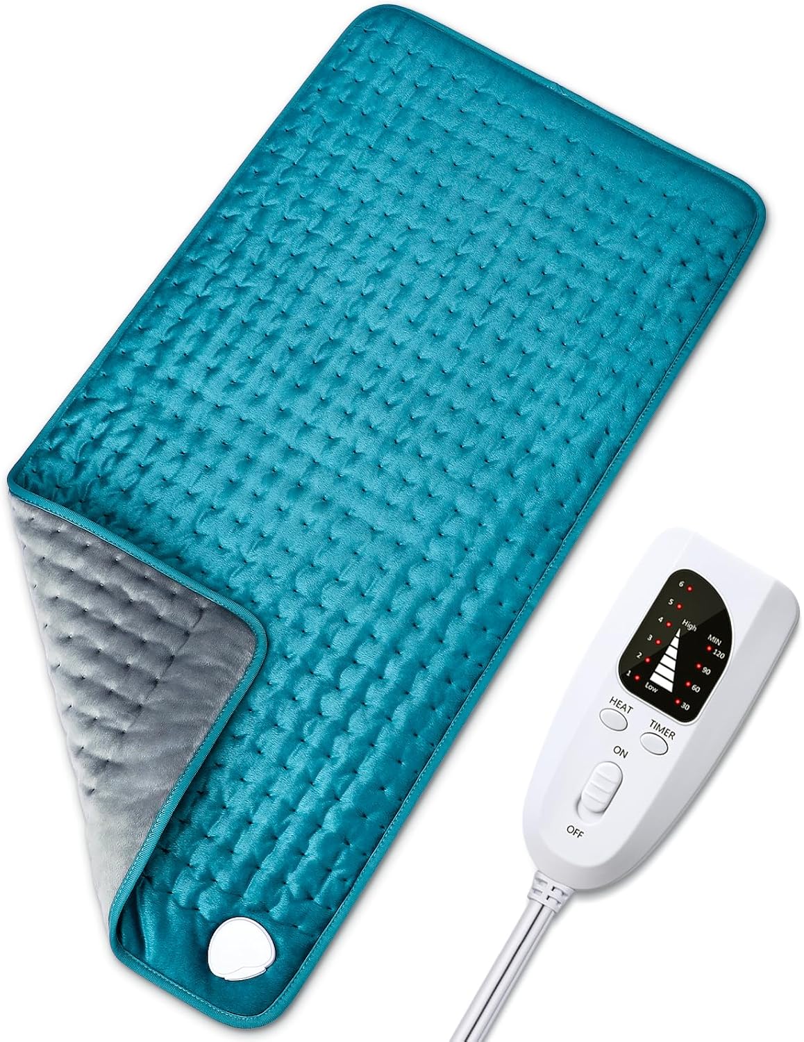 Heating pad for Back/Shoulder/Neck/Abdomen, Heating Pads for Period Cramps with 6 Fast Heating Settings, Auto-Off, Machine Wash, Birthday Gifts for Women Mom Men Dad, Extra Large 12"x24", Blue