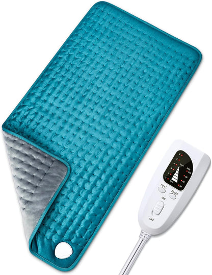 Heating pad for Back/Shoulder/Neck/Abdomen, Heating Pads for Period Cramps with 6 Fast Heating Settings, Auto-Off, Machine Wash, Birthday Gifts for Women Mom Men Dad, Extra Large 12"x24", Blue