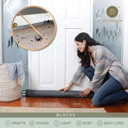 Under Door Draft Stopper and Blocker, Draft Guard for Doors and Windows, Decorative Fabric Cylinder Blocker Provides Weighted Door Insulation by DECOREALM (Beige, 36 Inches)