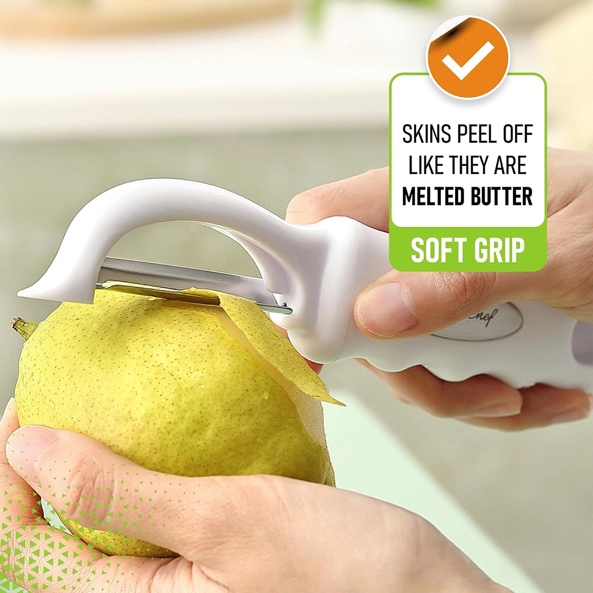 Spring Chef Swivel Potato Peeler for Kitchen with Ergonomic Handle, White