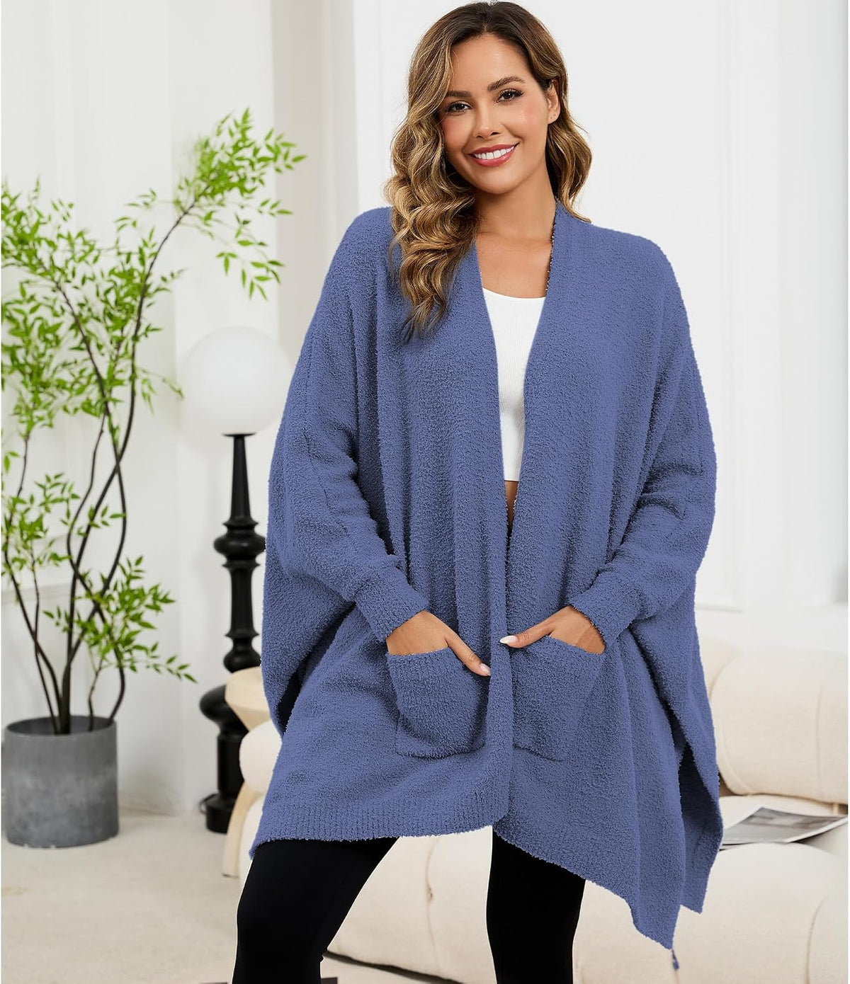 Wearable Blanket Sherpa Poncho Unique Office Work Warm Cozy Shawl TV Throw Blankets, Plush Cape Wrap for Adults