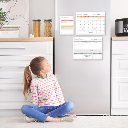 Beautiful Magnetic Dry Erase Calendar Set of 3 - Whiteboard with Marker | Easy to Erase Magnet Calendars for Your Fridge - The Perfect Weekly and Monthly White Board Organizer for Everyday Planning