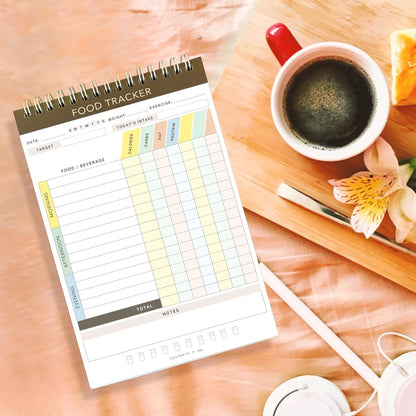 Cora Kate Food Journal Diary, 5.5 x 8.5 Calorie Counter Book, 52-Page Double-Sided Spiral Bound Meal Tracker for Tracking Calories, Carbs, Fat, Protein, Calorie Tracker, Food Log for Diet & Nutrition