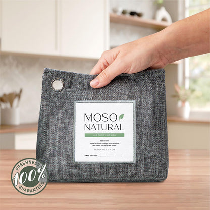 Moso Natural Air Purifying Bag 600g, Premium Charcoal Odor Absorber & Room Deodorizer for Large Spaces — Lasts 2 Years, Bedroom, Basement, Pet Odor Eliminator for Home, Unscented Bamboo Charcoal Bag