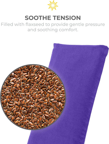 4-Pack Unscented Sateen Eye Pillows, Low-Luster, 9’’ x 4’’ Flaxseed Weighted Eye Mask for Sleeping, Hot or Cold Therapy for Relaxation, Migraine, and Headache, Assorted